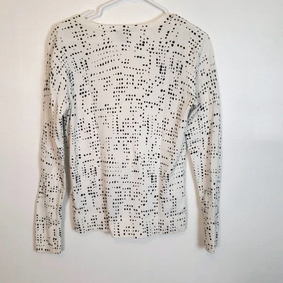 Ann Taylor Factory White V Neck Sweater with Black Dots size S - Picture 4 of 4